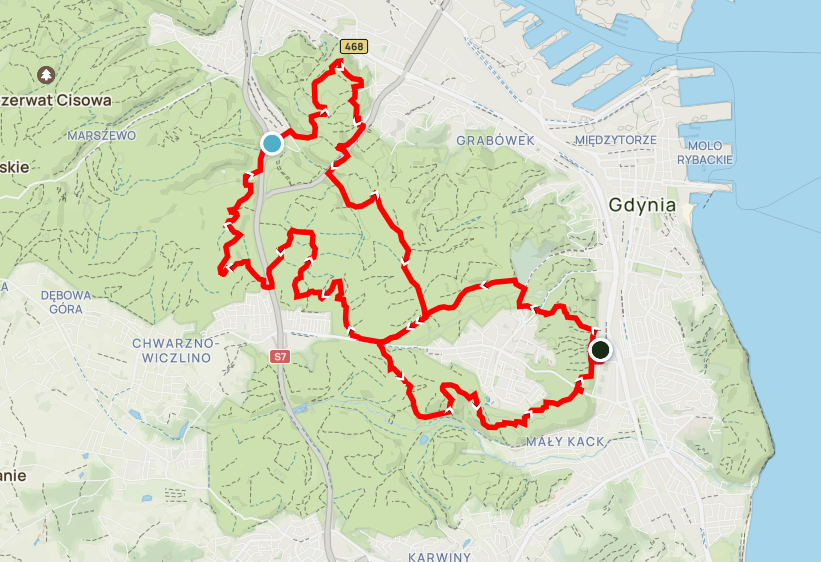 Mapa trasy Pół Dzika – 27,16 km