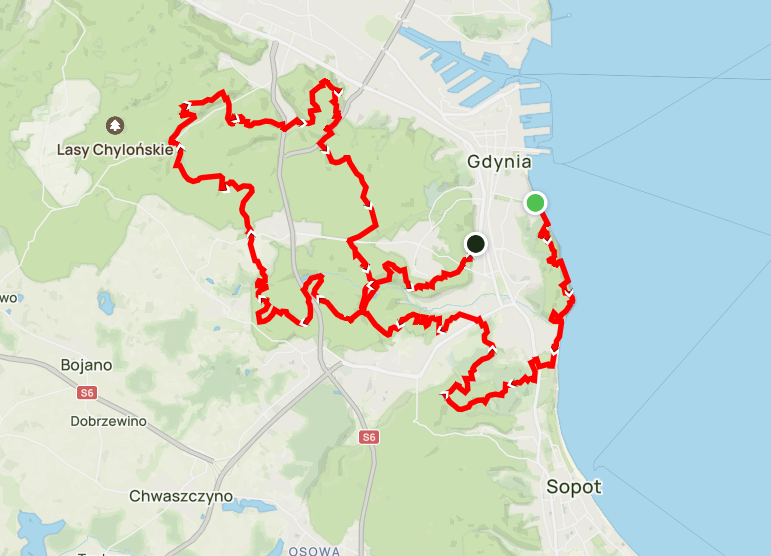 Mapa trasy Tropem Rysia – 54,27 km
