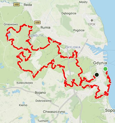 Mapa trasy GDYŃSKA SETKA STULECIA 100 KM+