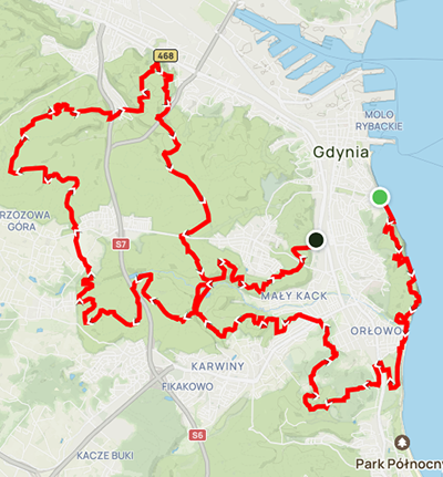 Mapa trasy KLIFY O PORANKU 50 KM+