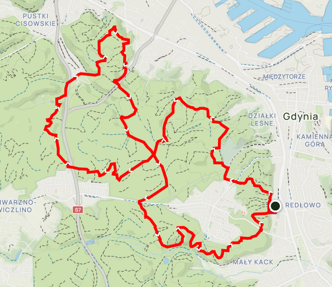 Mapa trasy SŁONECZNE POPOŁUDNIE 27 KM+