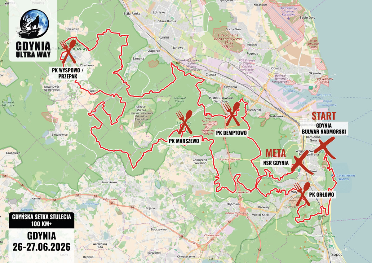 Mapa trasy GDYŃSKA SETKA STULECIA 100 KM+