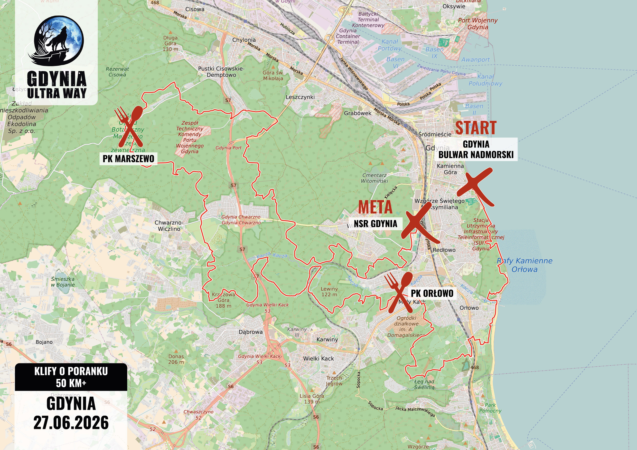 Mapa trasy KLIFY O PORANKU 50 KM+