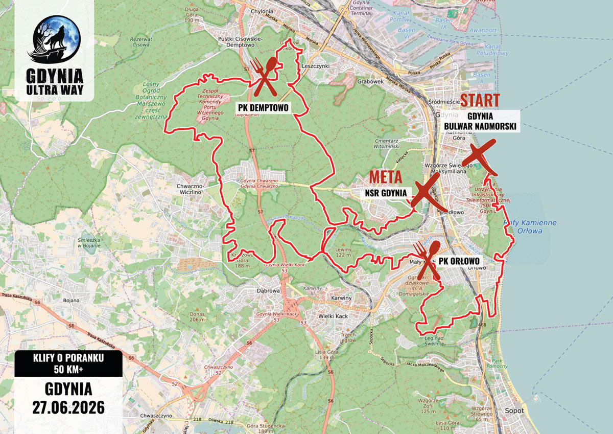 Mapa trasy KLIFY O PORANKU 50 KM+