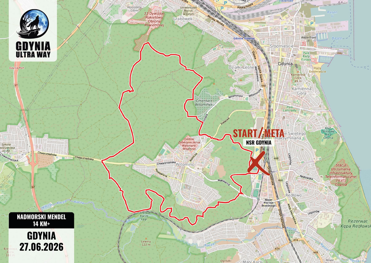 Mapa trasy NADMORSKI MENDEL 14 km