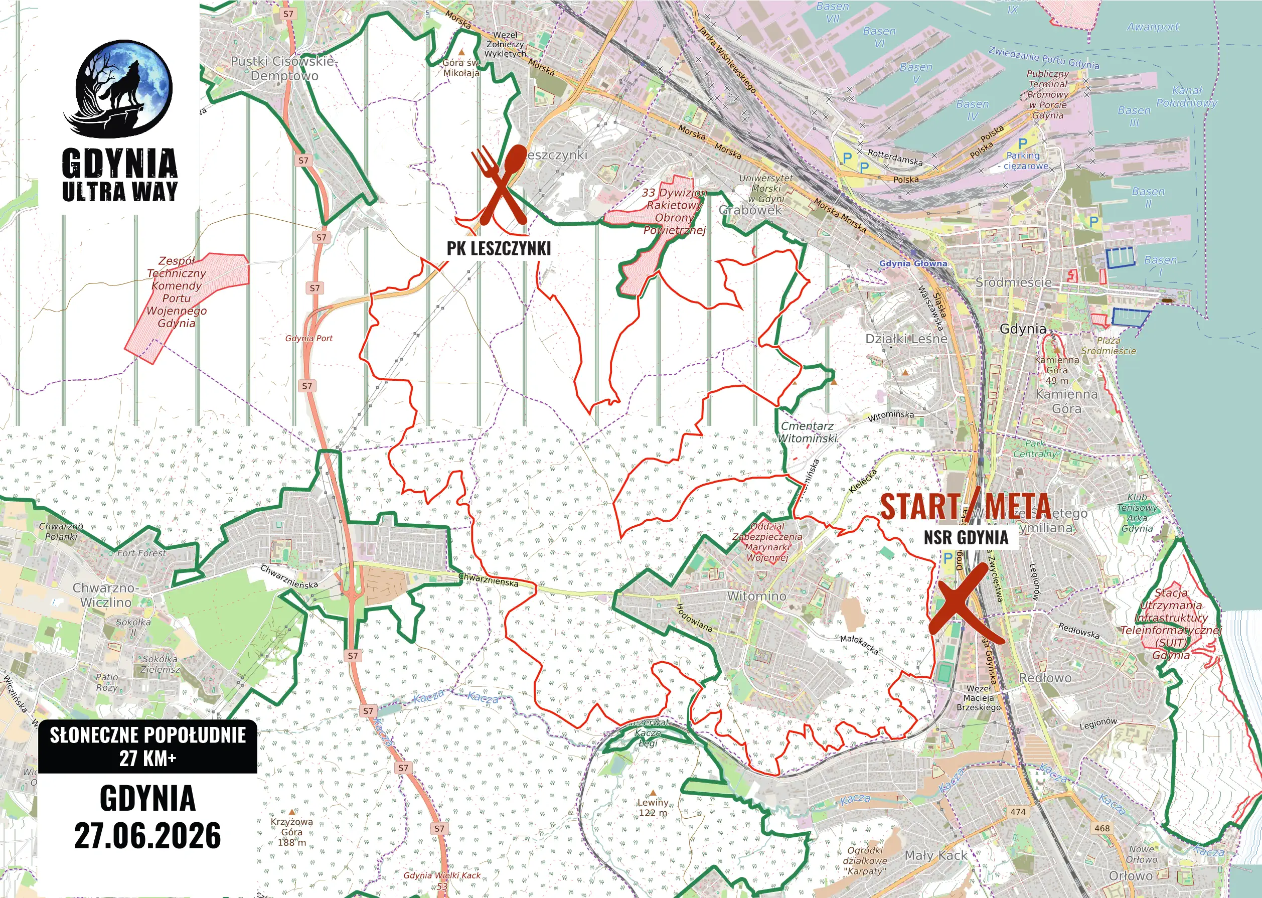 Mapa trasy SŁONECZNE POPOŁUDNIE 27 KM+