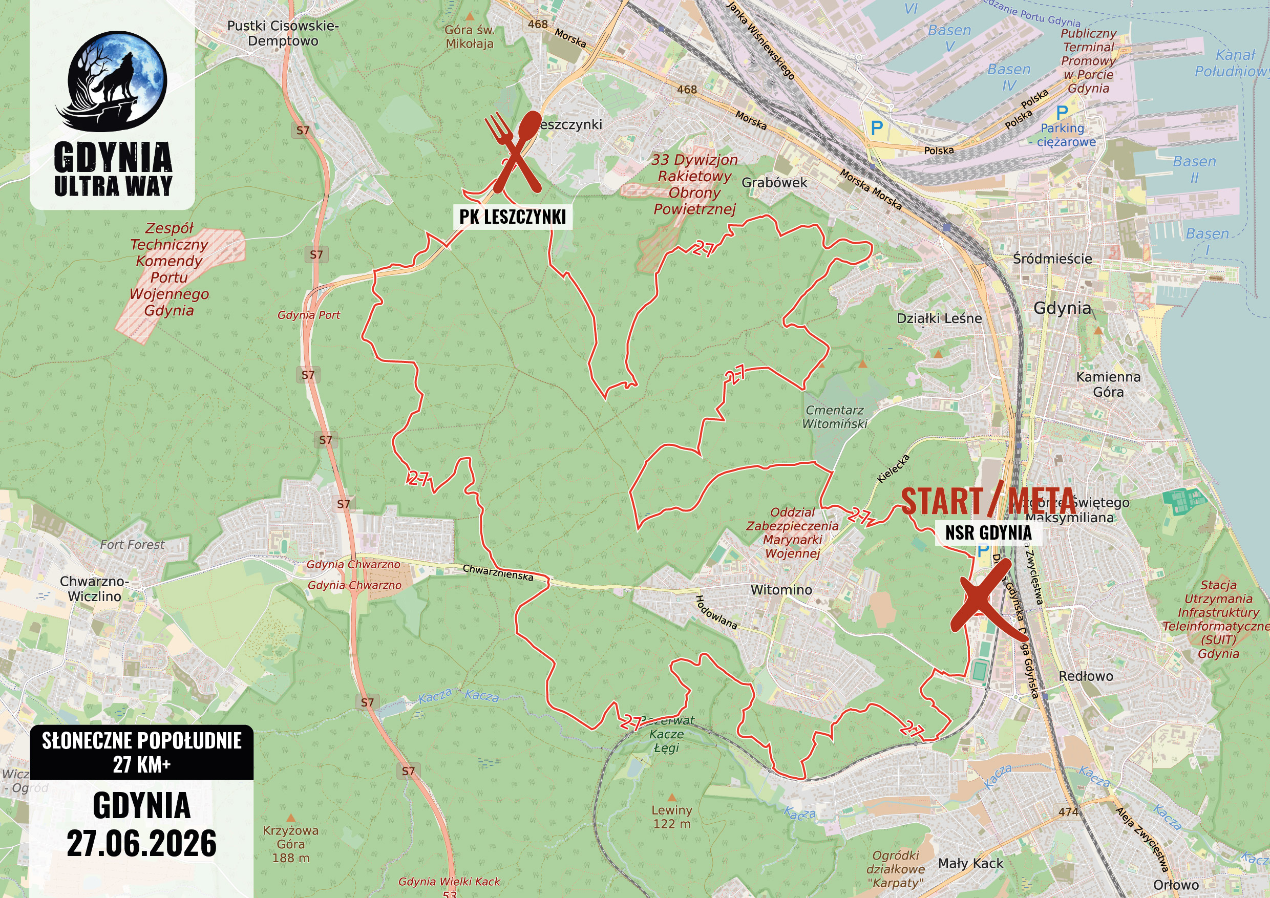 Mapa trasy SŁONECZNE POPOŁUDNIE 27 KM+