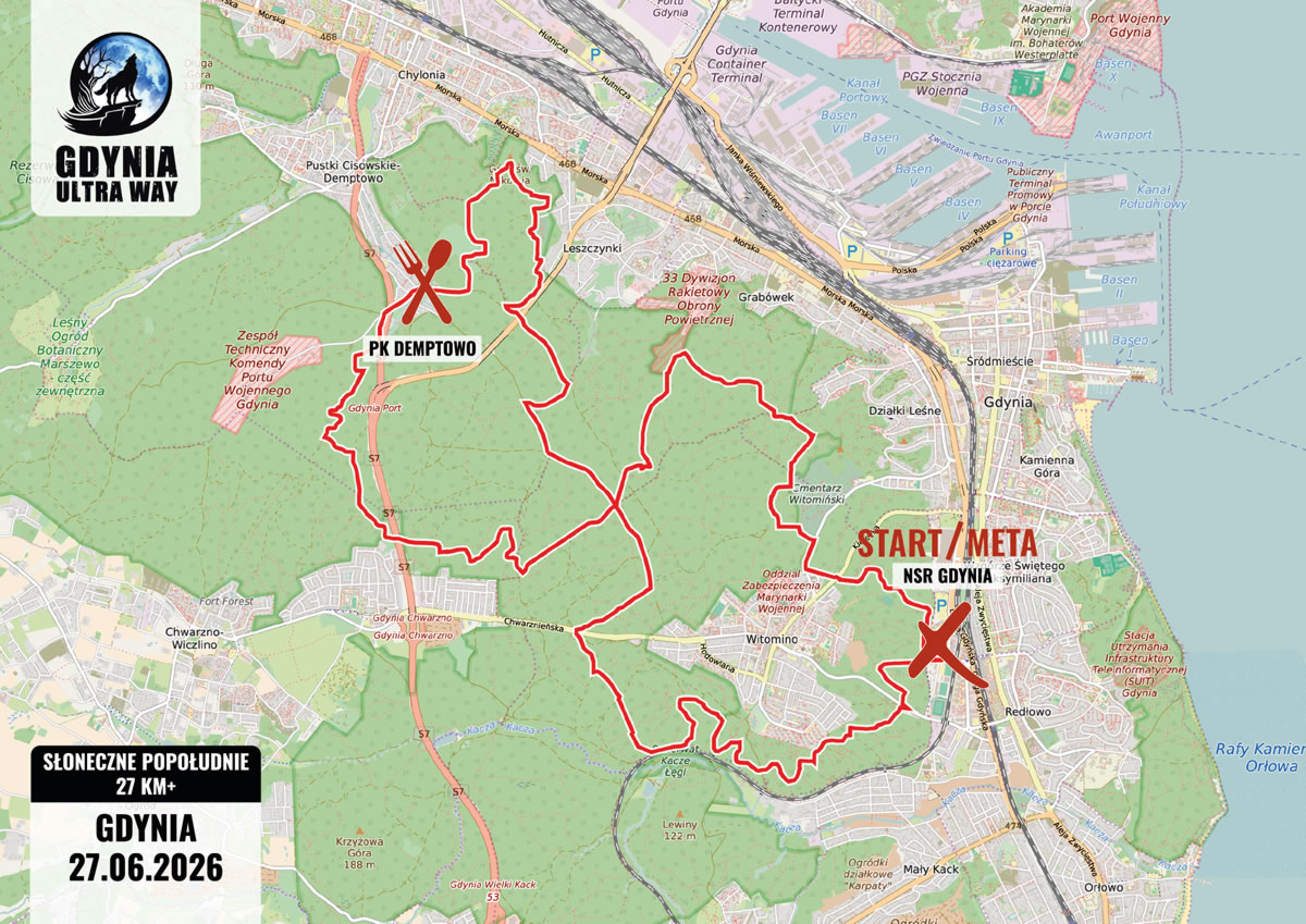 Mapa trasy SŁONECZNE POPOŁUDNIE 27 KM+