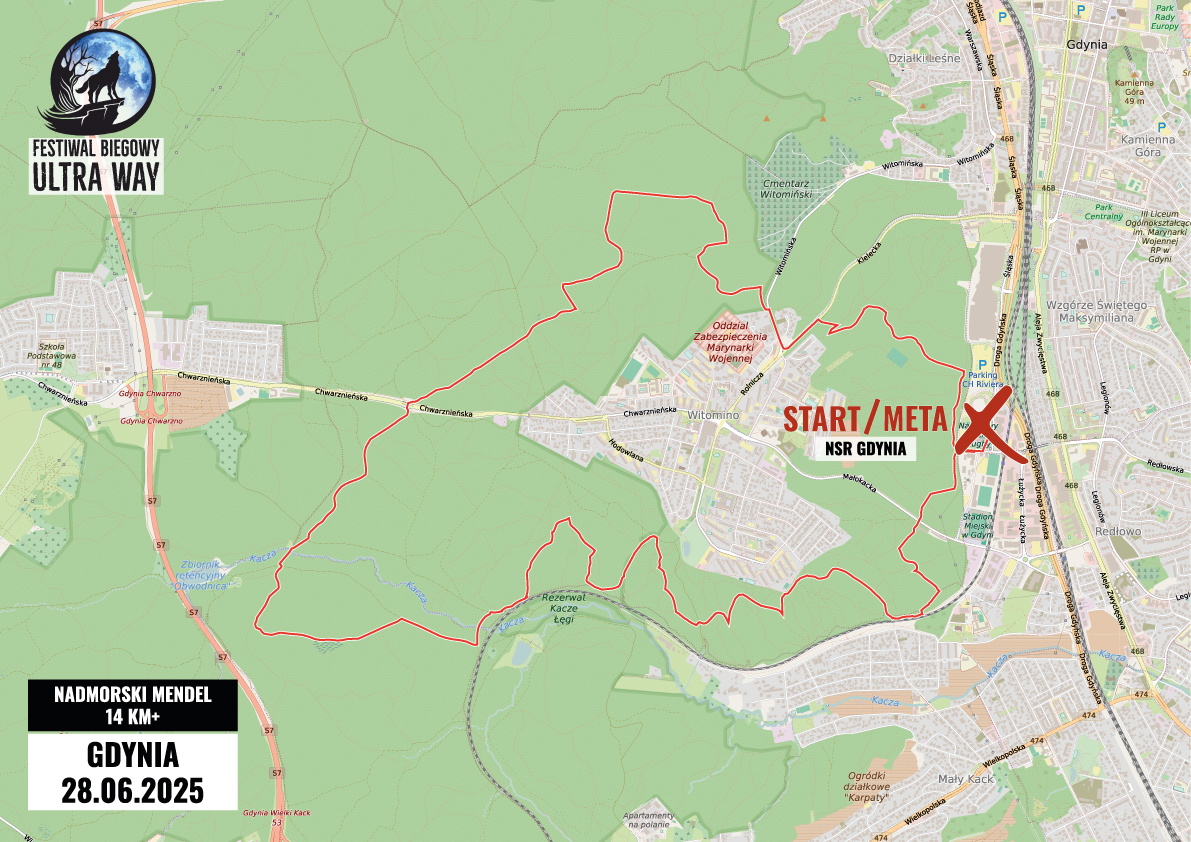 Mapa trasy Nadmorski Mendel 14 km+