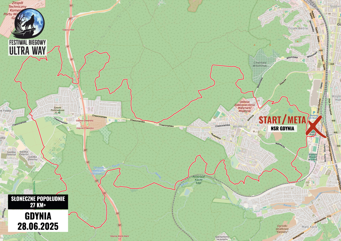 Mapa trasy Słoneczne Popołudnie 27 km+