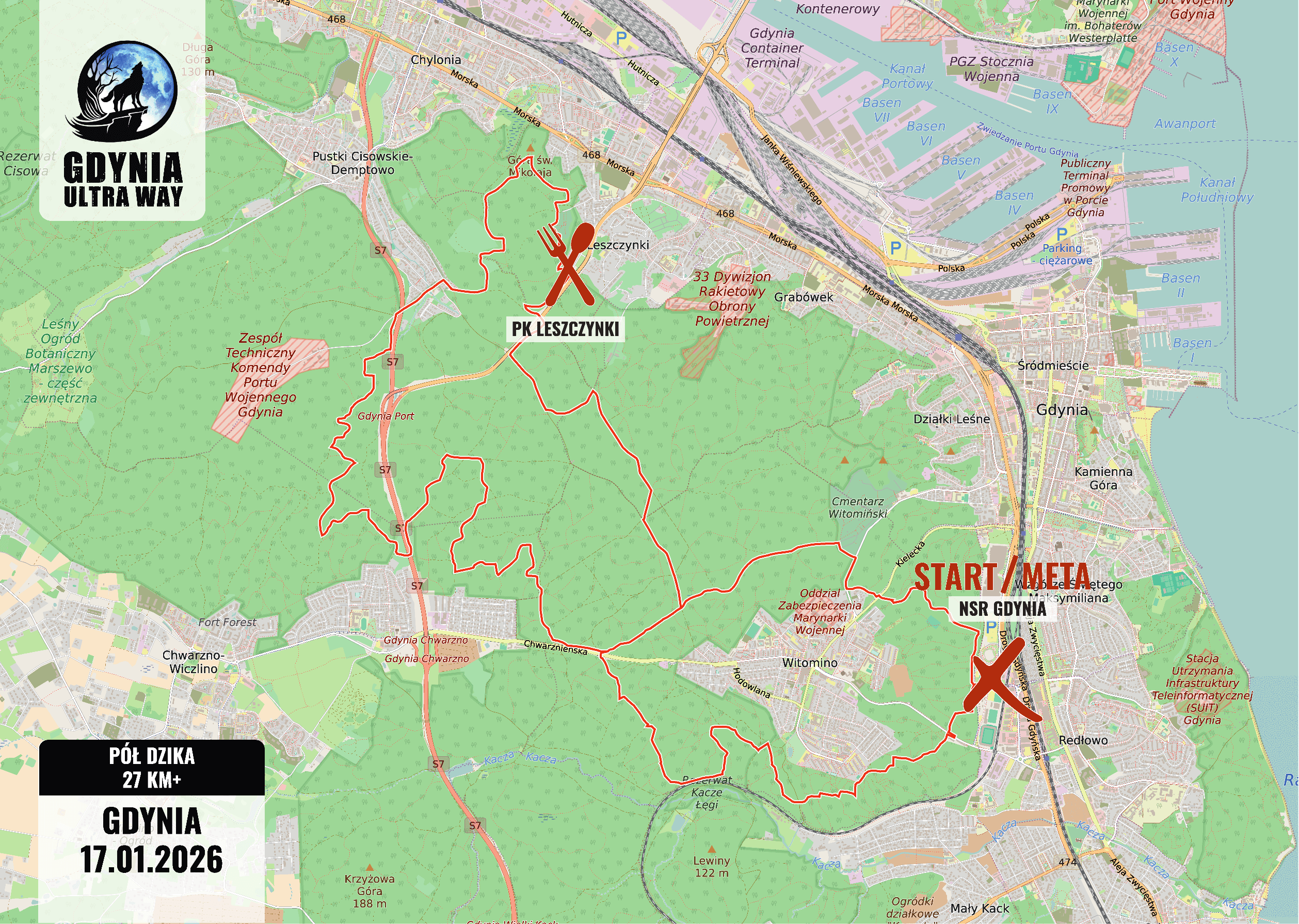 Mapa trasy Pół Dzika – 27,16 km