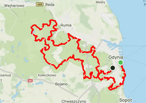 Mapa trasy Stary Wilk – 100,66 km