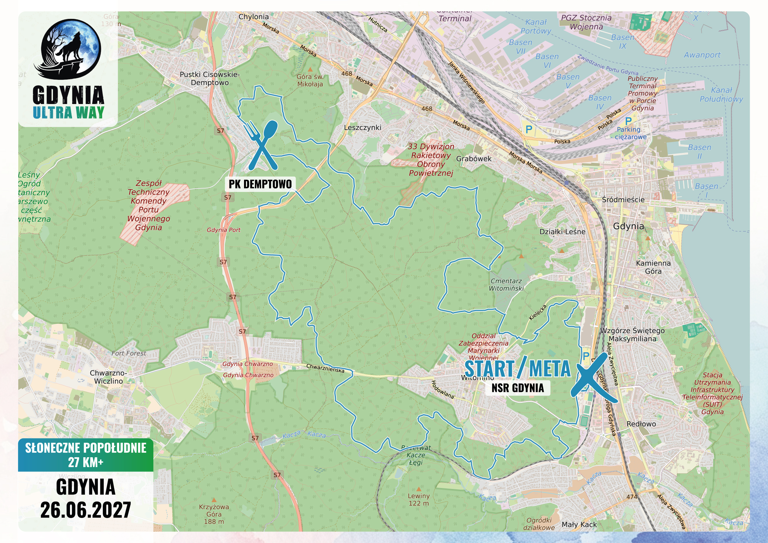 Mapa trasy SŁONECZNE POPOŁUDNIE 27 KM+